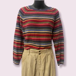 Vintage Talbots Striped Colorful Grandma Sweater